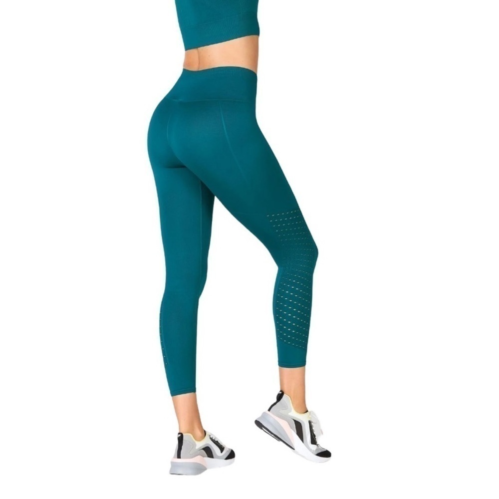 Sale! NWT Fabletics Leggings M Dark Teal Sync High-Waisted 7/8 length Perforated - Picture 2 of 16